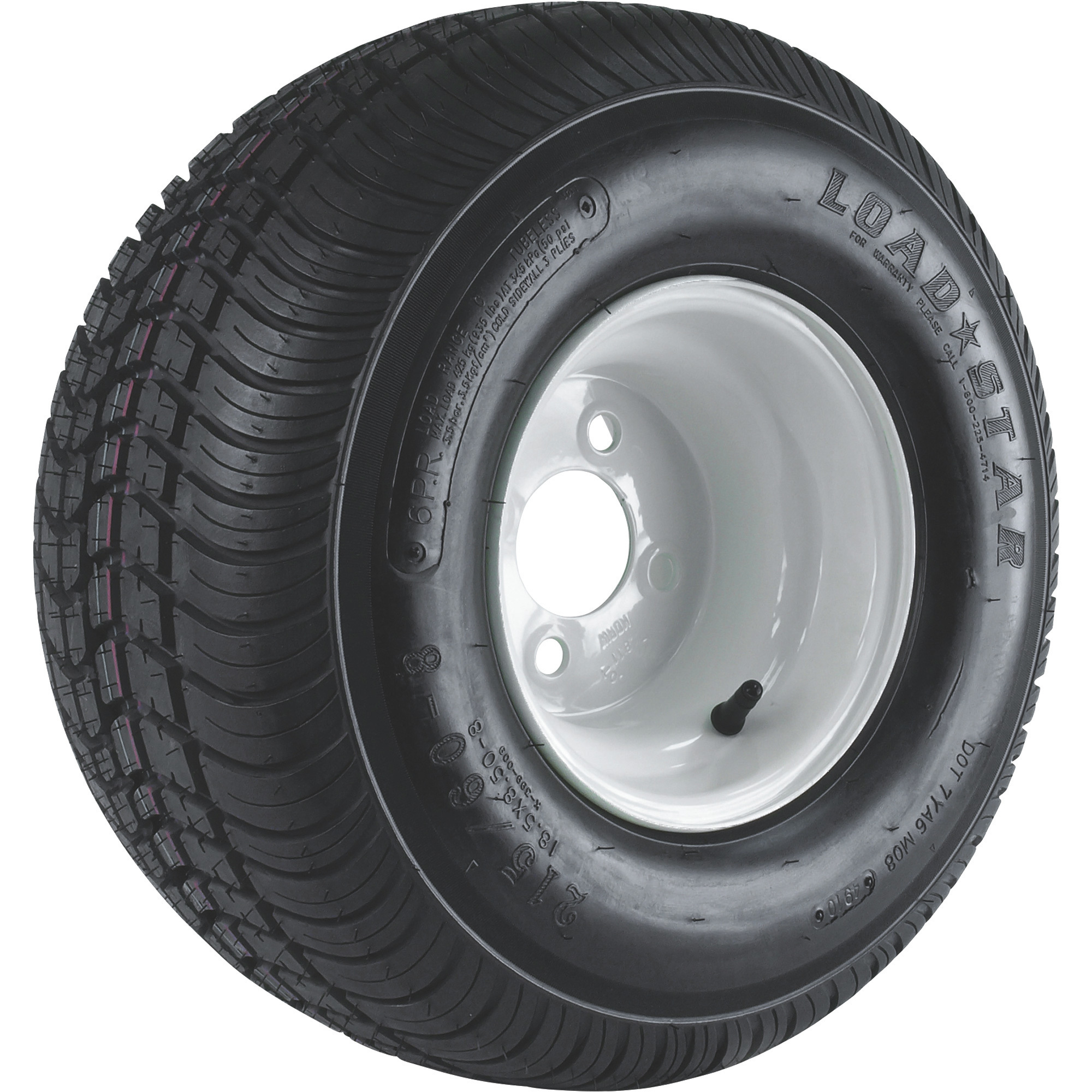 Kenda Loadstar 8in. Bias-Ply Trailer Tire and Wheel Assembly, 215/60-8, 4-Hole, Load Range C, Model# DM2568C-4I